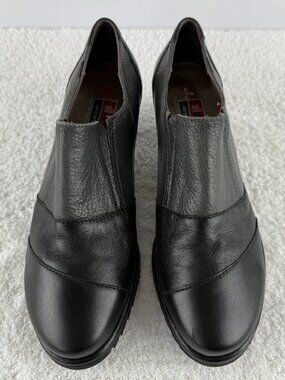 Callaghan Black Gray Leather Comfort Heels Slip On Shoes Spain Women’s 8